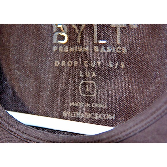 BYLT Premium Basics Lux Drop Cut Black Mens L Stretch Athleisure Active T-Shirt - Picture 3 of 5